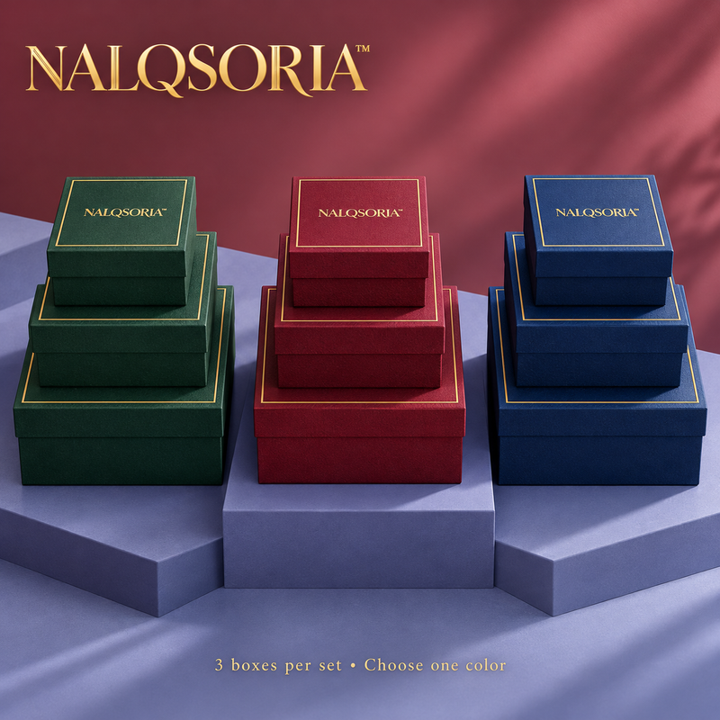NALQSORIA™ Avelis Nesting Gift Boxes with Lids — Set of 3 Decorative Square Holiday Boxes in Graduated Sizes for Christmas, Birthdays & Keepsake Storage