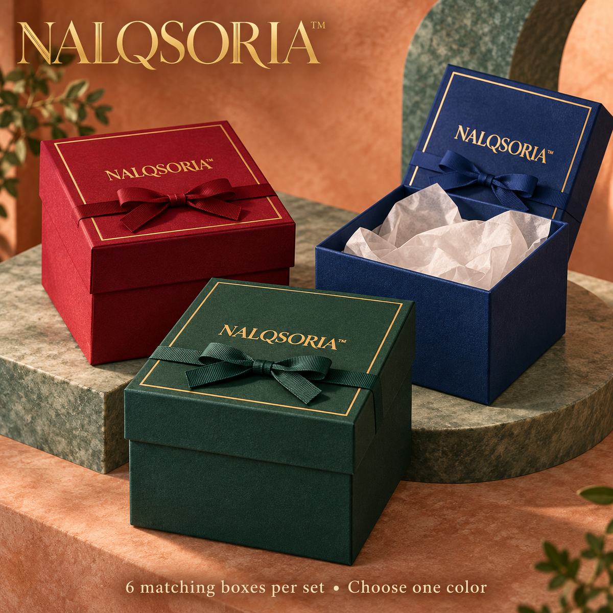 NALQSORIA™ Merrin Small Favor Boxes with Lids — 6-Pack Decorative Mini Gift Boxes with Ribbon & Tags for Holiday Parties, Weddings & Guest Gifts