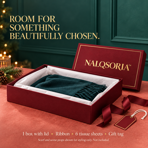 NALQSORIA™ Calven Large Apparel Gift Box with Lid — 14" Decorative Shirt & Scarf Packaging Set with Tissue Paper, Ribbon & Gift Tag for Holiday Presents